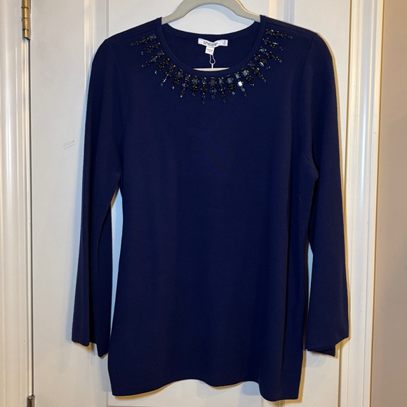 NWT Chico’s royal blue embellished top size 2 Large - Picture 3 of 8